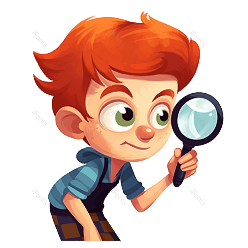 儿童节图片,元素元素,男孩PNG,放大镜免抠素材